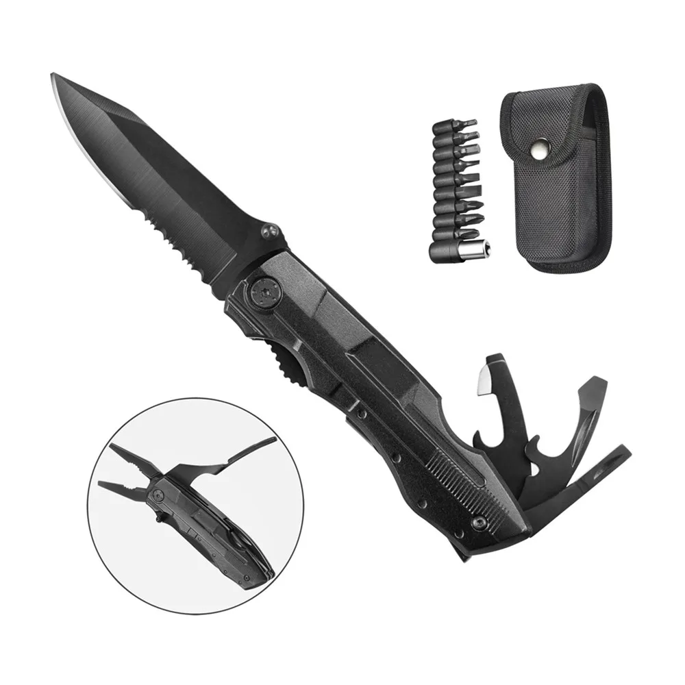 

Utility Pocket Knife 8-in-1 Multipurpose Tool with Folding Knife Pliers,Sheath for Hiker, Solid Reliable Multipurpose Knife