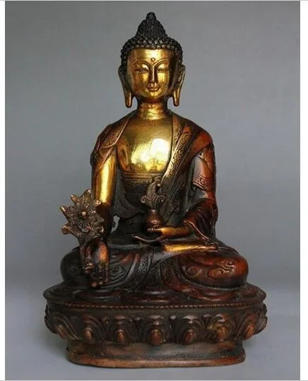 

TNUKK 21 cm Old Tibetan Brass Buddhism Bodhisattva Sakyamuni Buddha Statue BRASS Copper Brass Protect akyamuni Buddha Statue.