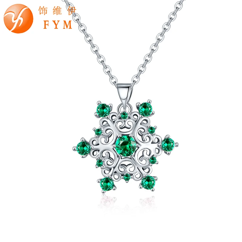 

FYM high quality fashion snow flower shape 4 colors Necklace & Pendants Chain Necklace Jewelry for women christmas party