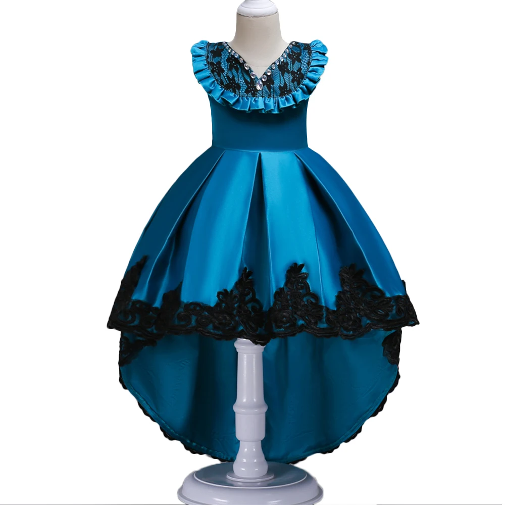 BAOHULU/смокинг хвост модные платья для девочек с вышитыми цветами сиренево-синего цвета для девочек вечерние платье принцессы костюмы для малышей Платье для девочек