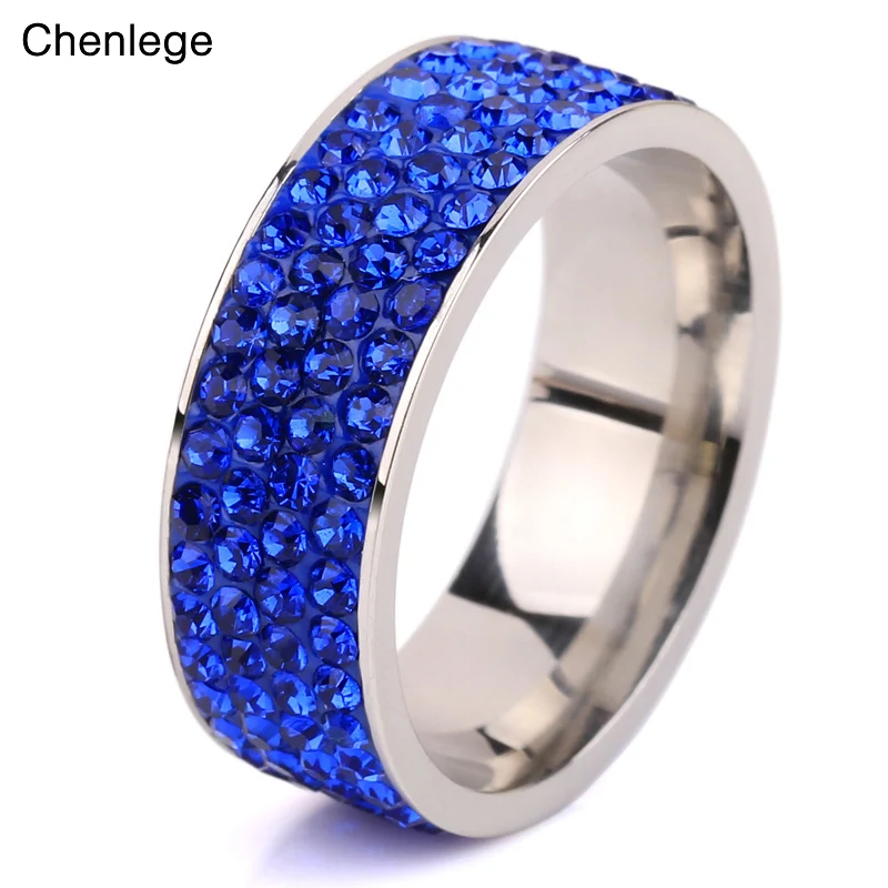 

chenlege 2017 new arrival fashion female stainless steel rhinestone wedding rings charms full crystal CZ ring for women jewelry