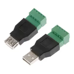 Лучшие продажи USB 2,0 Тип женский/Мужской до 5 P винт w/щит терминал разъем адаптера