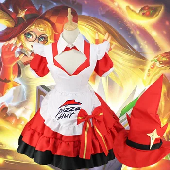 

Game Glory of the king Costume Angela/Aquarias Lolita Dress Magic Cook Maid Dress Girls Lovely Skirt Halloween Carnival Outfit