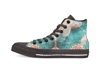 

Fish High Top Canvas Shoes Flat Casual Custom Unisex Sneaker Drop Shipping