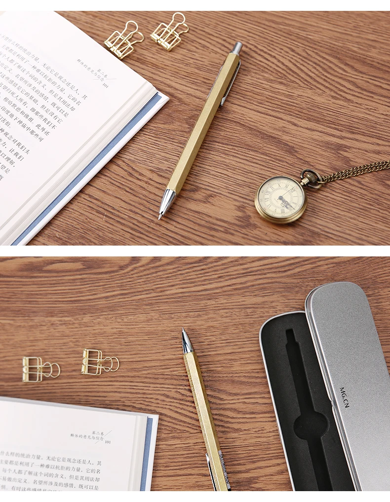 M& G латунная ручка для подписи, металлическая гелевая нейтральная ручка 0,5 мм для офиса, подарочная ручка в деловом стиле, AGPY3601