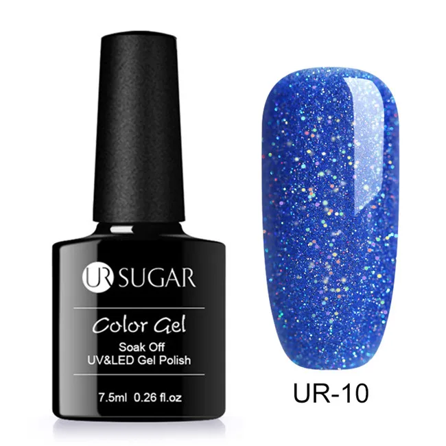 Ur Sugar, 3 цвета, меняющий температуру, Гель-лак для ногтей, Радужный голографический термальный замачиваемый УФ-Гель-лак, 7,5 мл, дизайн ногтей - Цвет: Rainbow 10