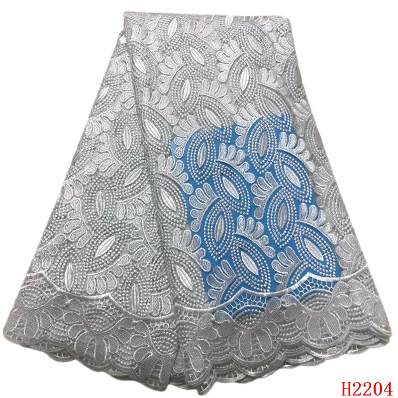 

African Lace Fabric 2019 Embroidered White Nigerian Laces Fabric High Quality French Tulle Lace Fabric For Women HJ2204-1