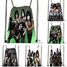 Пользовательские Поцелуй Рок-Группа Монстр Стиль Drawstring сумка-рюкзак милый рюкзак дети сумка(черный назад) 31x40 см#180531-02-46