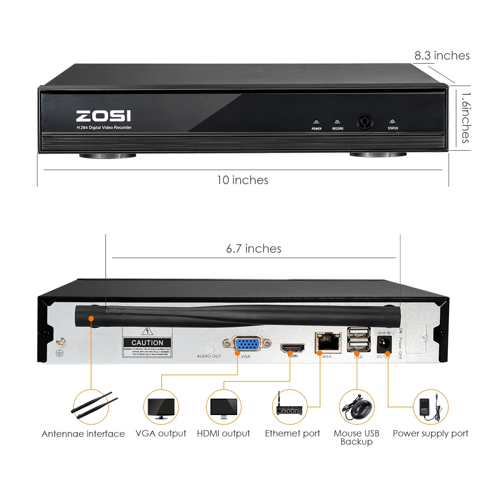 ZOSI 1080P беспроводная камера видеонаблюдения системы безопасности комплект 8 каналов NVR 2MP уличная камера видеонаблюдения IP камера s с WiFi запись