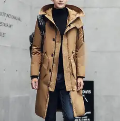 2018 пуховики куртка теплая Мужской белая утка вниз корейской версии Тонкий утолщенные Длинные выше колена мужская зимняя куртка