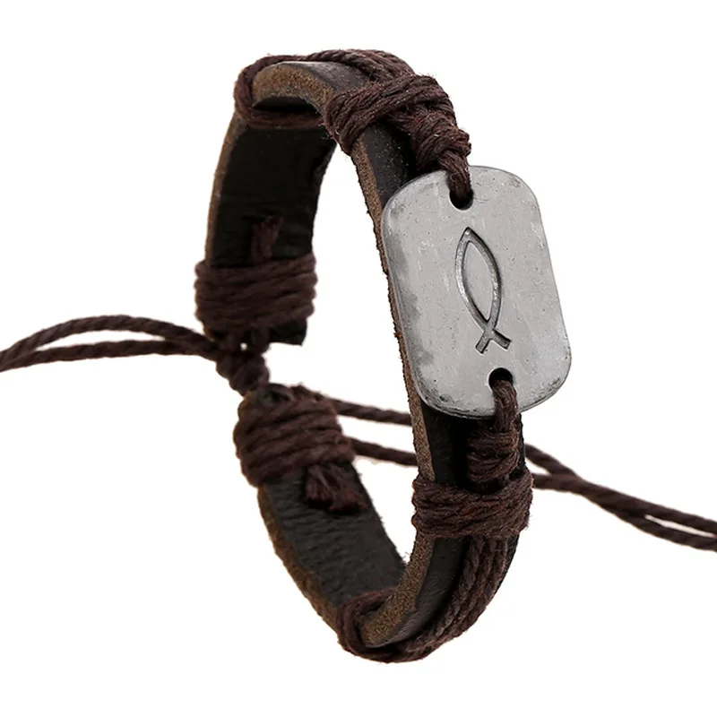 

Accessories Hand-Woven Leather Bracelet European And American Punk Retro Leather Bracelet