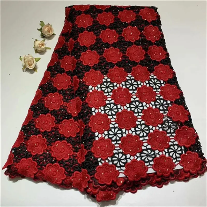 Black &amp Red Color African Lace Fabrics 5 Yard Guipure Fabric 2019 High Quality Cord For Wedding Dresses | Дом и сад