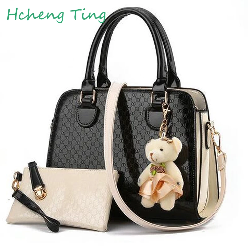 

Women Bag With Fashion Doll Composite Bag For Female PU Leather Geometric Print Drop Shipping