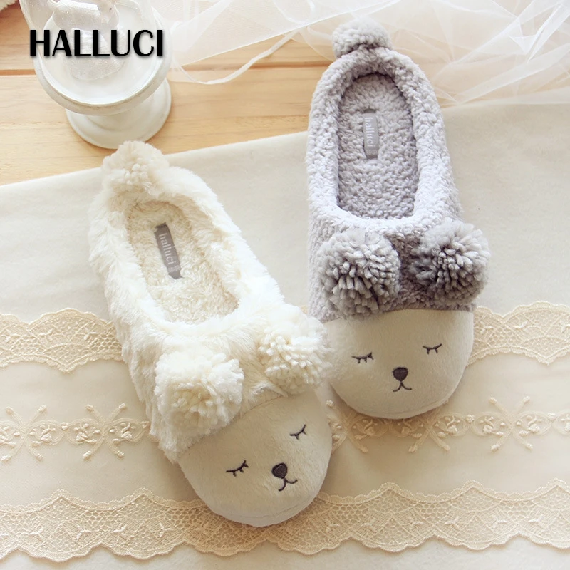 melhor HALLUCI Ovelhas chinelos em casa mulheres sapatos casais chinelos macios bonitos pulsh zapatos mujer sapatos mulher sapatos mulher pantufa