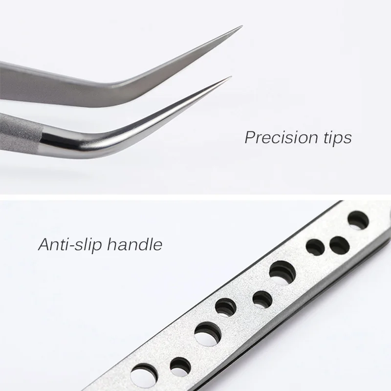 Precision Electronics Tweezers Set Ultra Fine Curved Straight Tips Stainless Steel Forceps Mobile Phone Repair Hand Tools Set