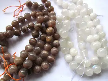

Full strand 16" Sunstone Moonstone Gemstone Round Ball Orange Golden White Moonstone Jewelry Beads 4-12mm