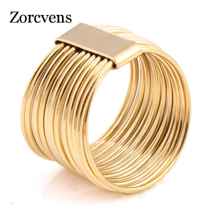 Modyle 2018 New Arrival Female Luxury 316L Stainless Steel Jewelry Gold-Color Multilayer Wedding Rings For Women
