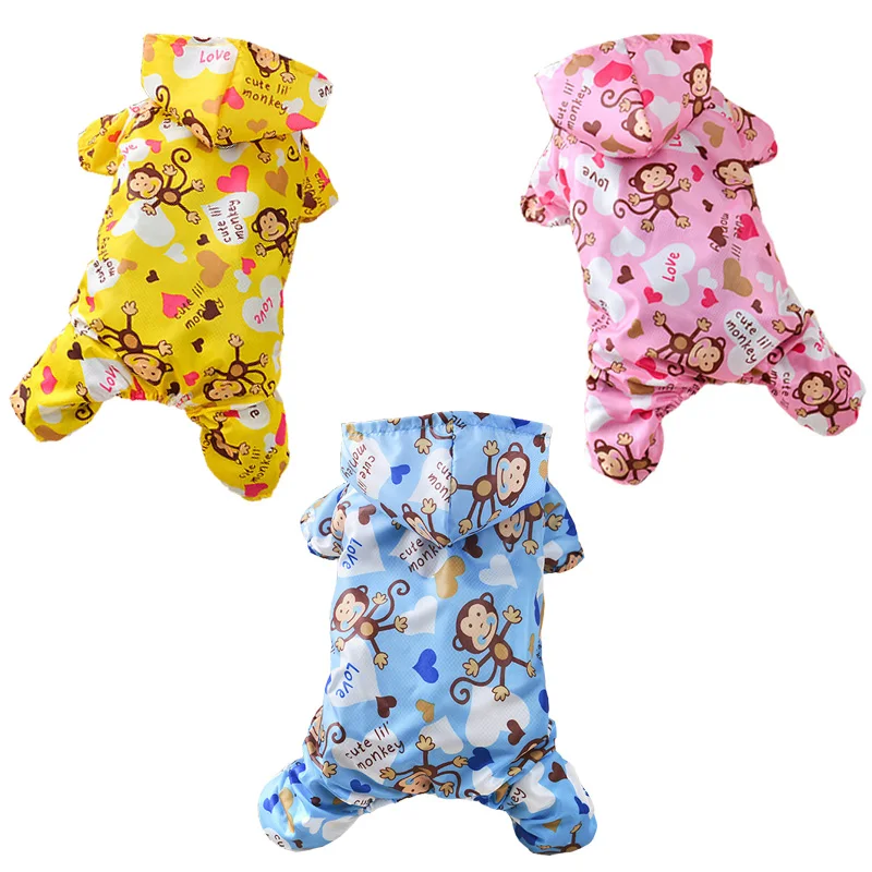 

Cute Monkey Printed Dog Raincoat For Dogs Rainwear Waterproof Pet Dog Clothes For Small Medium Dogs Pets Clothing Pet Jumpsuits