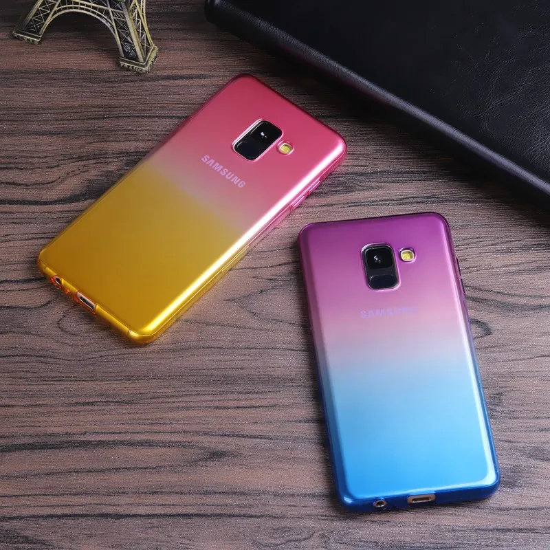 Lnobern High-quality Gradient Color TPU Soft Back Case For Samsung Galaxy A8 Plus 2018 |