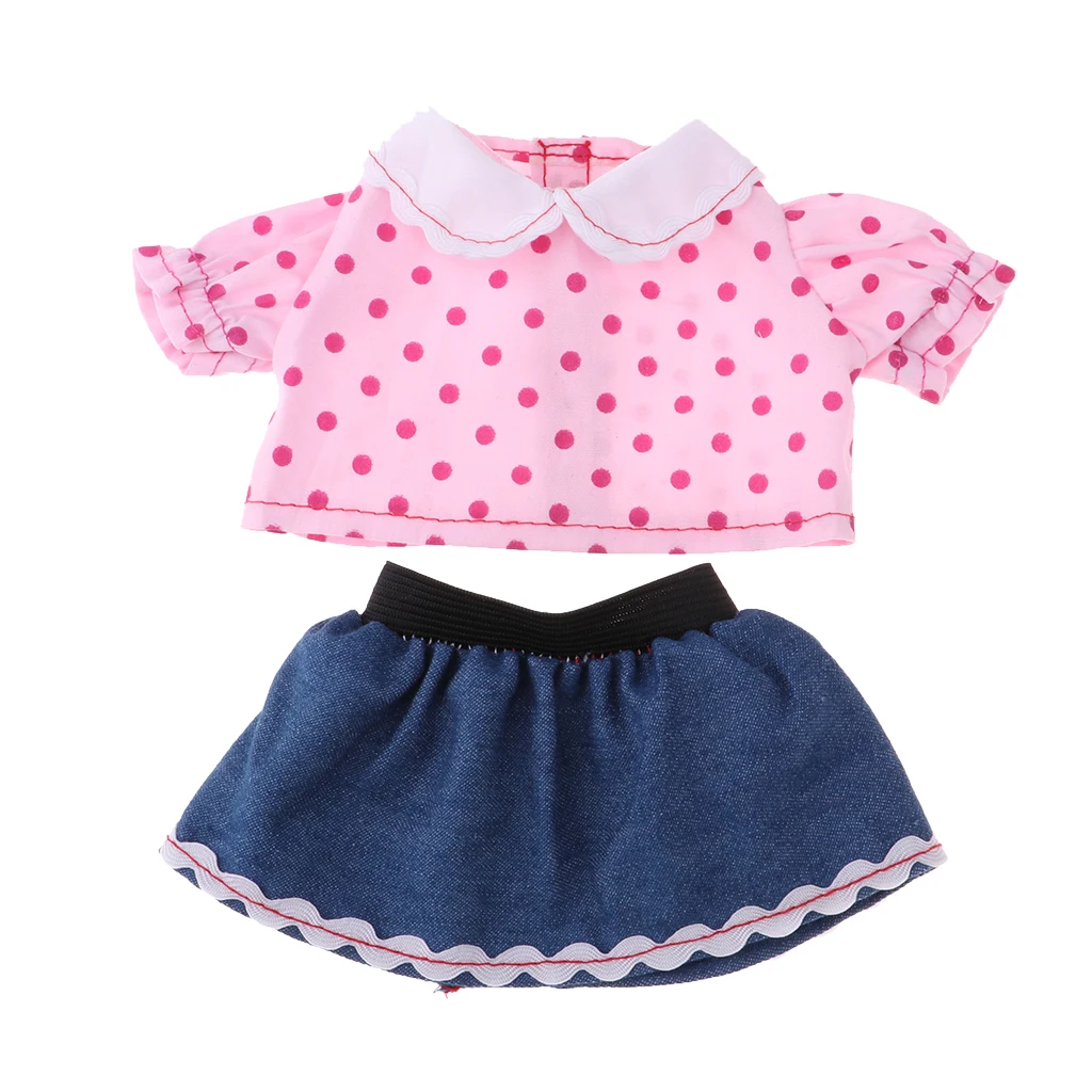 Mini Baby Doll Clothing Adorable Costume Set Tops T-shirt & Denim Miniskirt Dress For MellChan Baby Doll Dress-up Accessory
