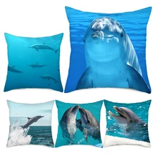 Fuwatacchi милый Океанский чехол для подушки с изображением животных дельфина, Декоративные диванные подушки, домашний декоративный чехол для подушки для автомобиля Cojines