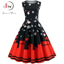 Mulheres Natal Vestido 2018 Floral Magro Vintage Vestido Sem Mangas Festa Casual E Elegante Presente Festival Vestidos Vestidos Plus Size