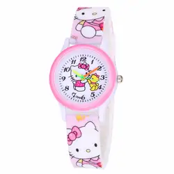 Обувь для девочек часы детские часы подарок милый котенок Розовый наручные часы резинкой смотреть мультфильм кварцевые часы Saats детские