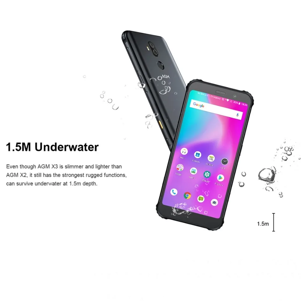 AGM X3 Rugged 8GB 64GB IP68 Waterproof Face Unlock Fingerprint 4100mAh 5.99'' Android 8.1 Octa Core  OTG NFC 4G Smartphone ddr4 ram