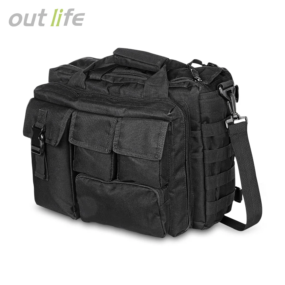 Outlife Military Tactical Shoulder Bag Messenger Bag Laptop Tablet Package Outdoor Camping Hiking Bag Hunting Backpack - Цвет: Black