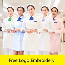 Мода больницы одежда для медсестер логотип с длинными рукавами красоты servic форма морщин спецодежды медсестра равномерной