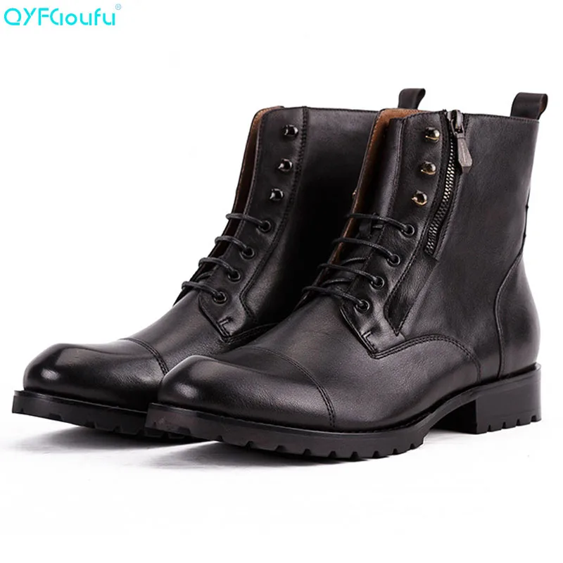 

2019 Genuine Leather Lace Up Round Toe Work Safety Boots Comfortable Ankle Boots Mens Winter Riding Boots Askeri Bot