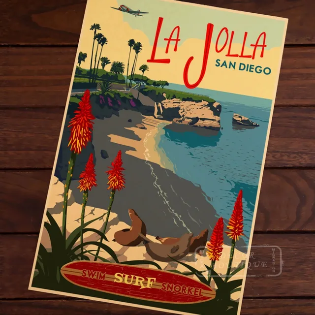 La Jolla San Diego Sea Coast Pacific Landscape Vintage Retro Poster ... La Jolla San Diego Sea Coast Pacific Landscape Vintage Retro Poster ...