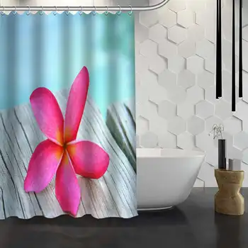 

Custom Plumeria Flower Shower Curtain Waterproof Fabric Bath Curtain for Bathroom WJY1.17
