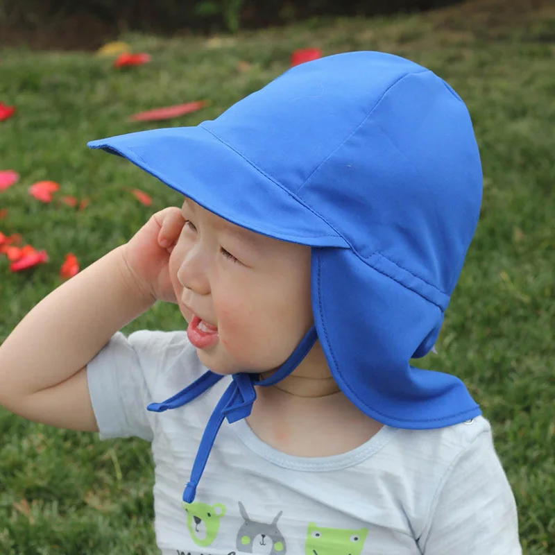 SPF 50+ Детская Солнцезащитная шапка, регулируемая летняя детская шапочка для мальчиков, Пляжная шапка для маленьких девочек, детские аксессуары для младенцев, детские шапки S/L