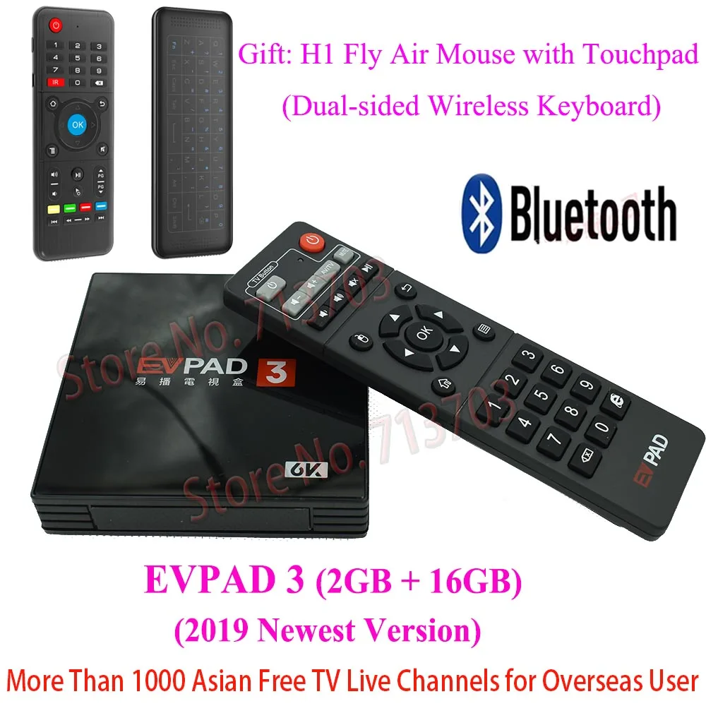 

2019 IPTV EVPAD 3 16GB 4K Smart Android TV Box Spain Korean Japanese Singapore HK Malaysia Taiwan TV Channels, Wireless Keyboard