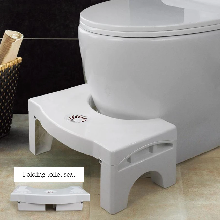 cheap Plastic Folding Toilet Stool Squatting Stool with Replaceable Spice Box Adjustable Height Children Adult Bathroom Toilet Stool
