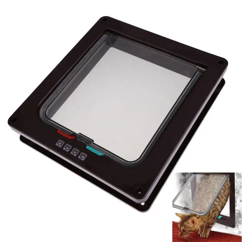 Coffee 4 Ways Lockable System Dog Cat Kitty Door Security Flap Abs