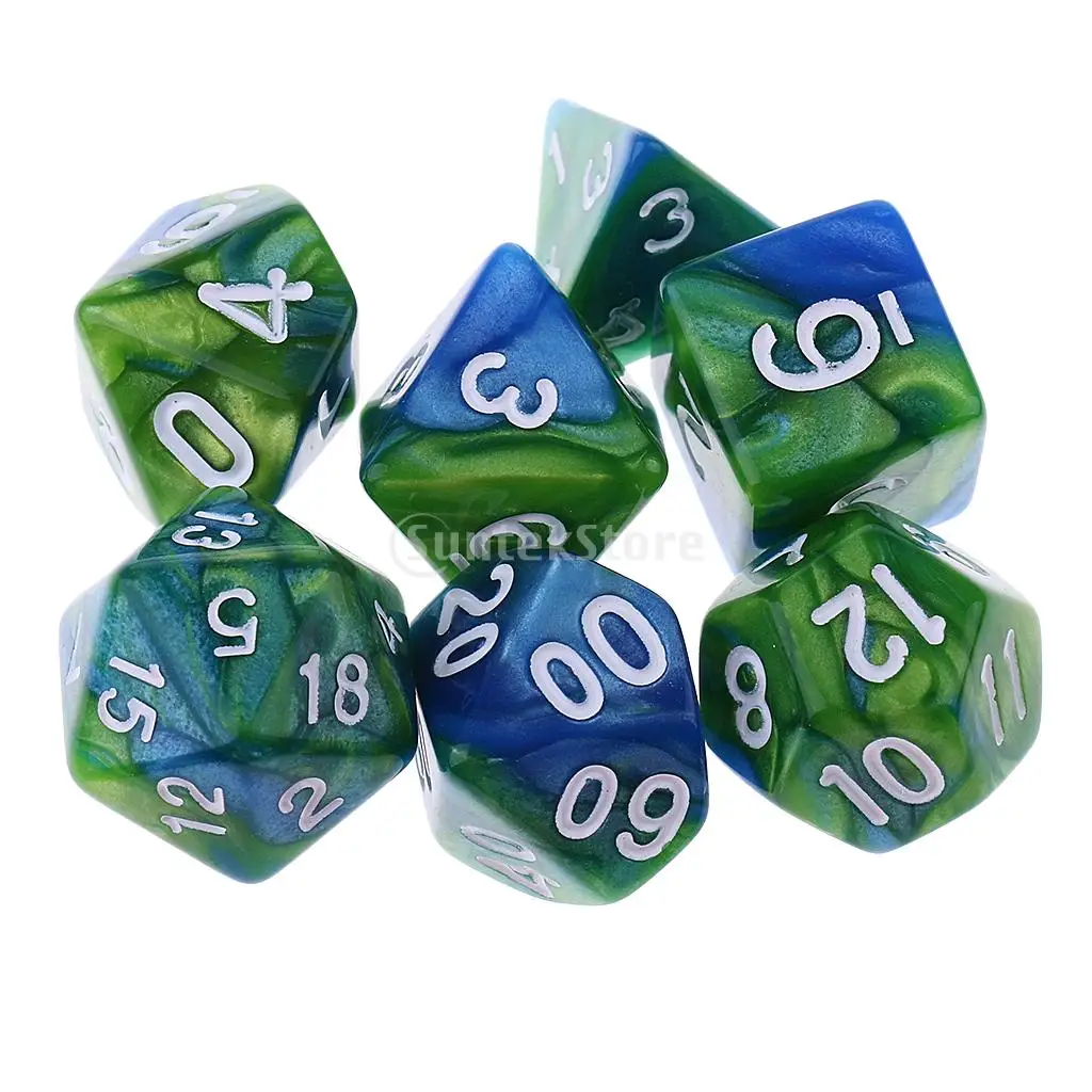 7PCS Polyhedral Dice D20 D12 D10 D8 D6 D4 for Dungeons and Dragons Table Games
