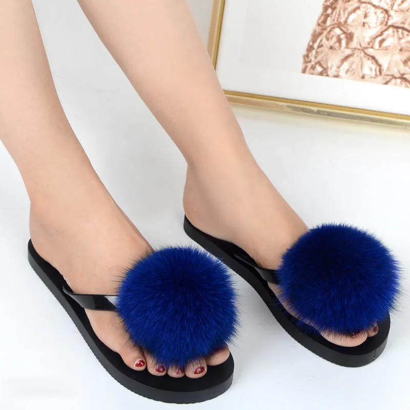 women slippers fox fur pompom (23)