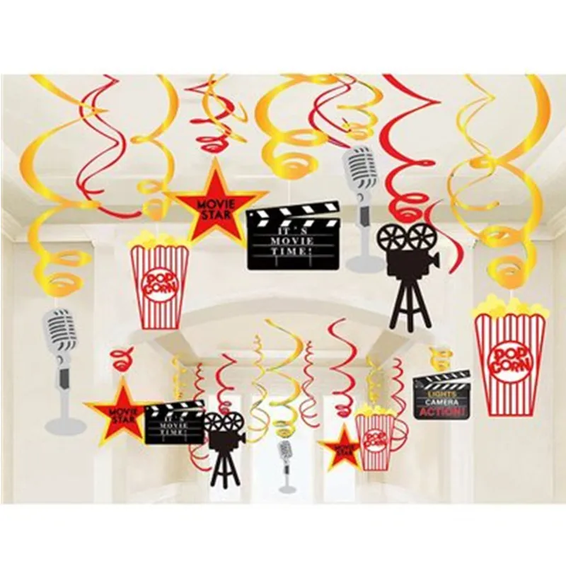 

30PCS Suit Hollywood decorative ornaments Hanging pendants colorful spiral ornaments Cartoon cute decorating
