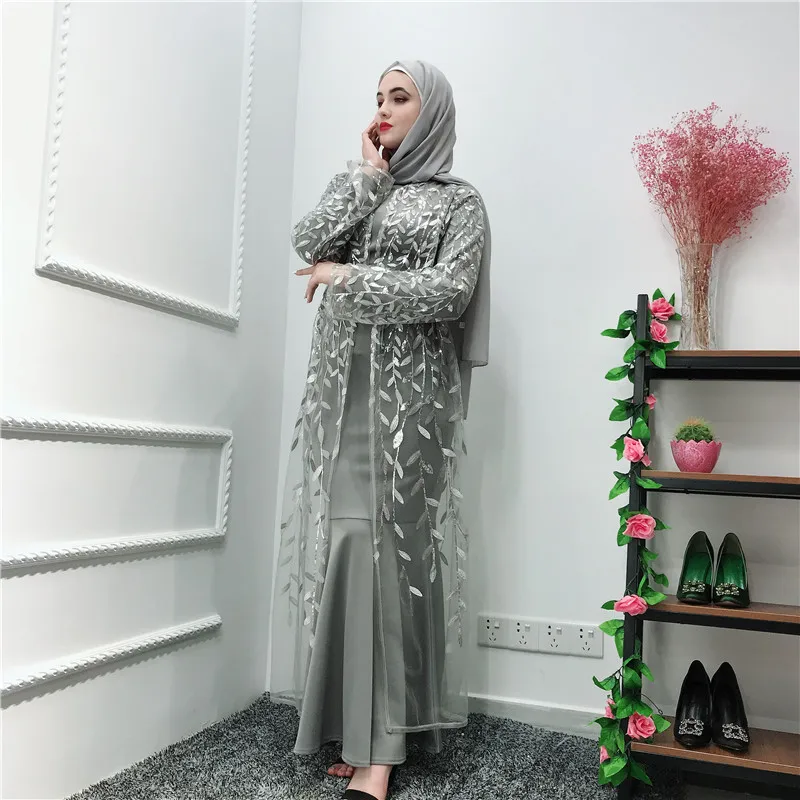 Роскошная мусульманская вышивка abaya длинные платья кардиган-кимоно открытые длинные халаты Jubah Ближний Восток Eid Рамадан исламский