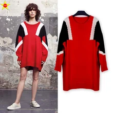 XL-5XL Плюс Размер повседневные женские свитера осень очень большой свободный пуловер свитер контрастный цвет пэчворк Элегантный свитер