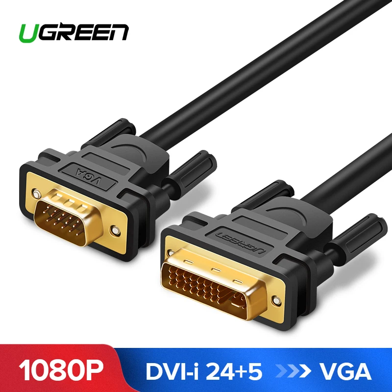 Ugreen 1080 P DVI-i 24 + 5 لمحول VGA DVI الذكور إلى VGA الذكور محول كابل فيديو رقمي محول ل شاشة كمبيوتر شخصي HDTV العارض Ugreen 1080 P DVI-i 24 + 5 لمحول VGA DVI الذكور إلى VGA الذكور محول كابل فيديو رقمي محول ل شاشة كمبيوتر شخصي HDTV العارض