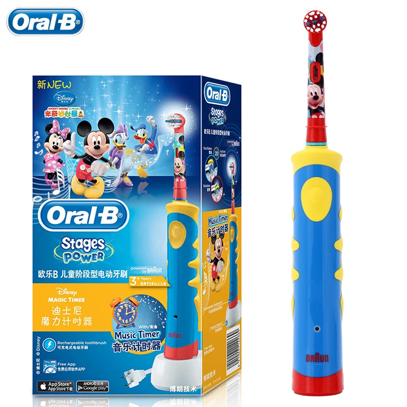 

Oral B Children Electric Toothbrush D10 Music Timer Rechargeable Sonic Tooth Brush Mickey Mouse for Kids Ages 3+ Kid Toothbrus