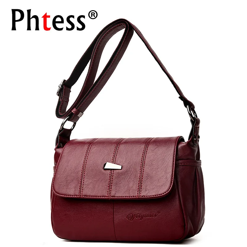 2018 Crossbody Flap Bags For Women Soft Leather Shoulder Bags Female