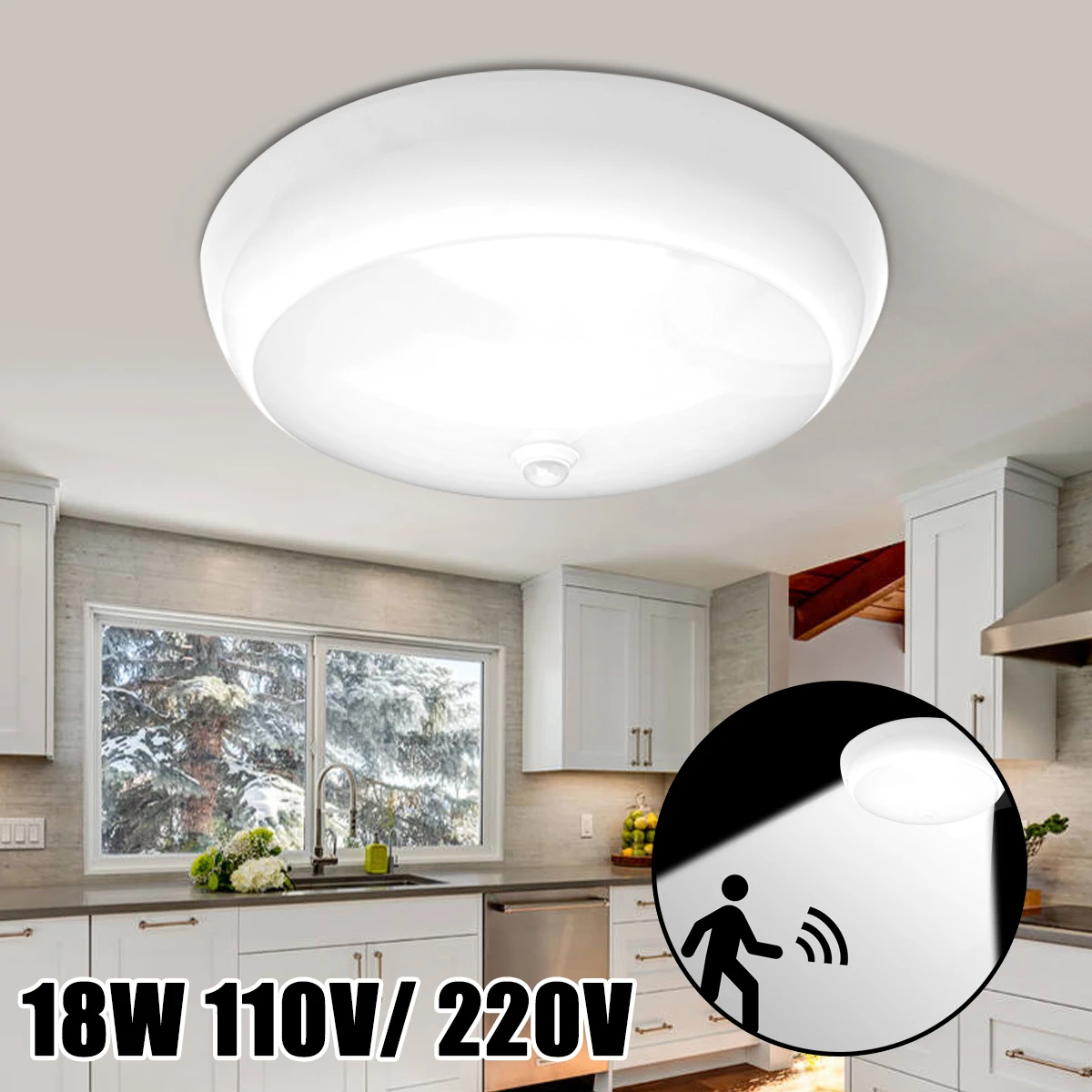

18W PIR Motion Sensor LED Ceiling Lights Modern Flush Mount Ceiling Lamp Living Room Lighting Fixture Bedroom Kitchen Decor