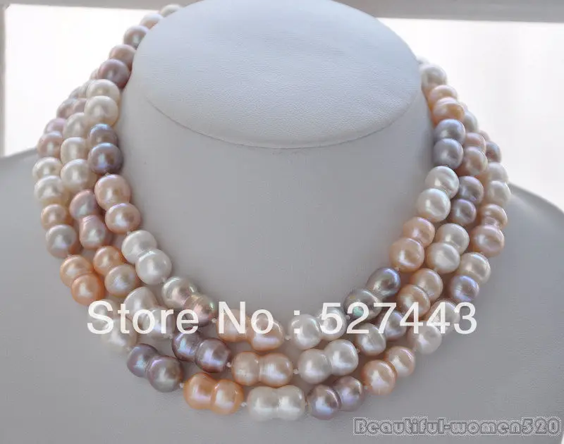 Beautiful Lavender Pearl Silver Necklace FREE SHIPPING