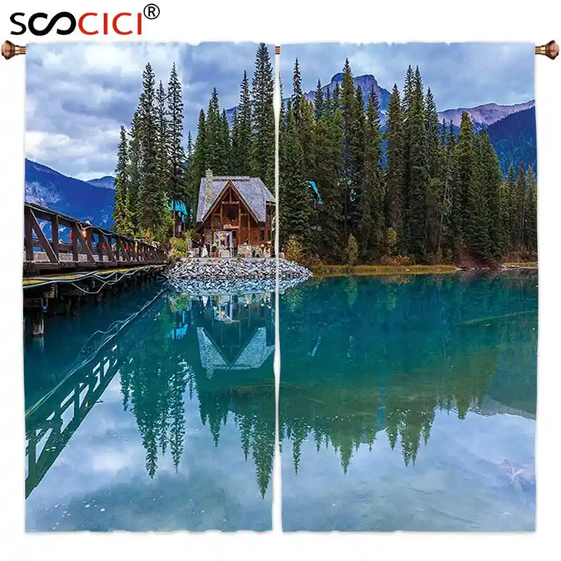 Window Curtains Treatments 2 Panels Nature Canadian Emerald Lake