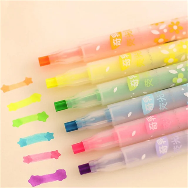 6Pcs diy Cute stars children painting highlighter highlighter color artist cartoon mark set