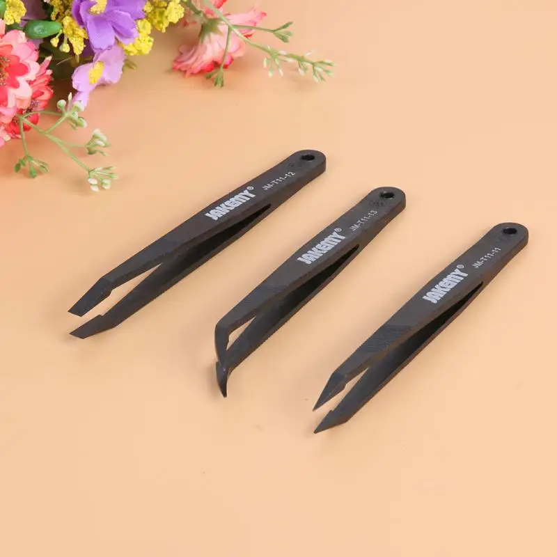 3 en 1 Pinzas antiestáticas Kit calor plano curvado Pinzas Set Kit de herramientas de reparación para iPhone cerámica 3 en 1 Pinzas antiestáticas Kit calor plano curvado Pinzas Set Kit de herramientas de reparación para iPhone cerámica